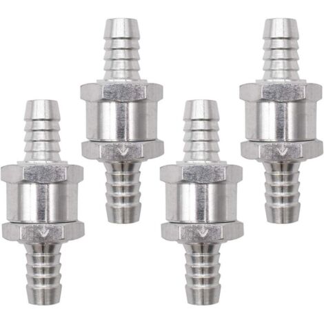 Clapet Anti-Retour, 4 Pièces Argent Anti-Retour Valve avec Flèche Non Retour Clapet en Alliage pour Carburateur Low Systèmes de carburant Sous Pression Voiture (10mm) (1/5)