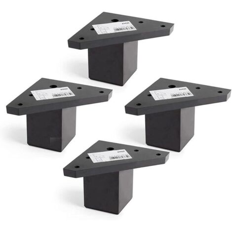 4 Pièces Pied de Meuble avec Plaque de Montage - pour Le Table, lit, chaises - Alliage d'aluminium - Hauteur: 6 cm - Couleur: Noir - Ne Comprend Pas Les vis (1/5)