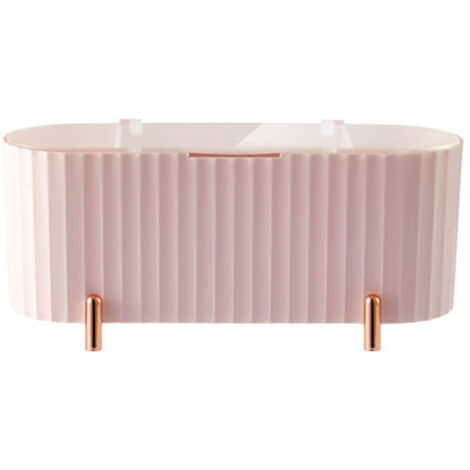 Boîte Coton Tige, Plastique Distributeur Coton Tige avec Couvercle, 3 Compartiments Rangement Coton Démaquillant Organisateur Pour Swabs Makeup Maquillage éponge Oeuf Vanité Salle de Bain (Rose (1/5)