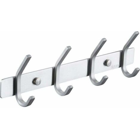 Porte Manteau Salle de Bain Porte Manteau Metal Mural 4 Crochets Patère Murale Salle de Bain Acier Inoxydable SUS304 Finition Brossée, AH203H4-2 (1/5)