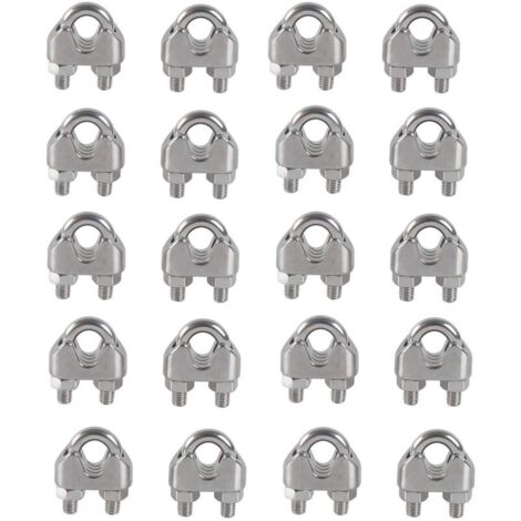 Bardusch-M3 Serre-câbles Etrier U Boulon Clip de Câble 304 Acier inoxydable Selle de pince de Câble Câble métallique Clips pour etendoir linge exterieur20PCS (1/4)