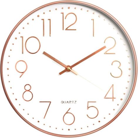Bardusch-30 CM Silent Non-Ticking Grande Horloge Murale silencieuse sans tic tac décorative pour Cuisine Salon Chambre Bureau (Or Rose) (1/5)