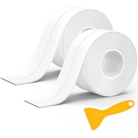 Bardusch-2 Rouleaux Joint Silicone Salle de Bain Blanc, Ruban Auto-Adhésif, Bande Etancheite Joint Baignoire Adapté à de Nombreuses Occasions pour Cuisine ou Salle de Bain(320 3,8cm) (1/5)