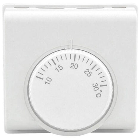 Bardusch-Thermostat d'ambiance Régulateur de température mécanique Interrupteur de Thermostat avec 2 vis pour climatisation Centrale Neuf, 220 V, Blanc (1/4)