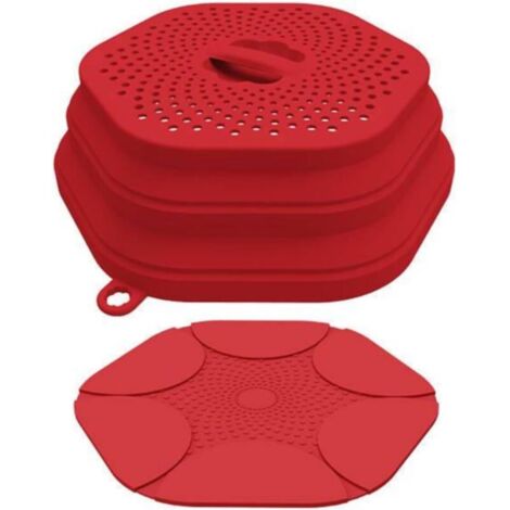 Bardusch-Kit couvercle pour micro-ondes multifonction avec tapis antidérapant,Couvercle micro-ondes sans BPA,Passoire pliante, Accessoires de cuisine,Égouttoir pliable,Organisateur de cuisine (Pack Ro (1/4)