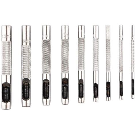 Bardusch-Lot de 9 poinçons creux en acier de 2,5 à 10 mm pour le cuir, pour montres, tissus, ceintures, joints avec sac de rangement (1/5)