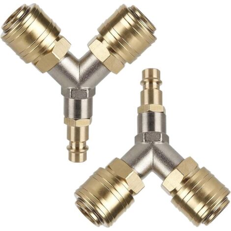 Bardusch-Raccord Rapide Air, 2 Pièces Raccord Pneumatique NW 7,2 1/4 AG Interrupteur D'air Comprimé avec Deux Raccords Raccord D'air Comprimé Distributeur D'air Comprimé en Laiton (1/5)