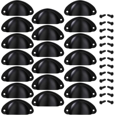 Bardusch-Poignée de Tiroir Bouton Porte Coquille Poignée en Forme de Coquille Décoration Porte Meuble Tiroir Armoire Placard avec Vis 20 Pièces Noir (1/5)