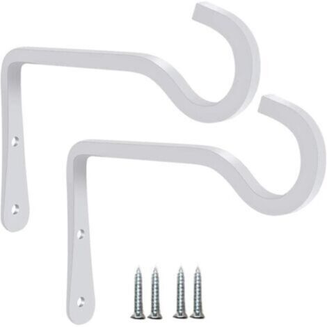 Bardusch-2 crochets muraux en métal blanc - 7.3 x 3.3cm - supports de panier suspendu, Pour distributeur de nourriture d'oiseaux, jardinières, lanternes, carillons à vent (avec vis) (1/5)
