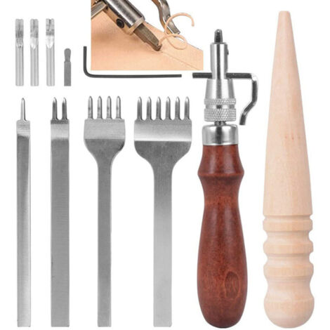 Bardusch-Kit Outils Perforatrice pour Trous 4 Perforatrice de Griffe en Cuir + 1 Dispositif de Rainurage 5 en 1 + 1 Bâtonnet de Polissage Accessoires Maroquinerie pour DIY Artisanat (1/5)