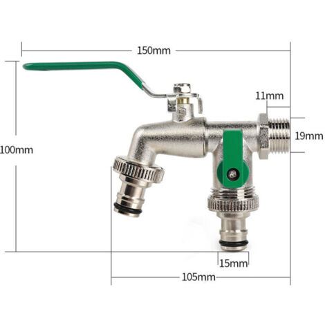 Robinet de Jardin Double Sortie , Robinet Extérieur Laiton, Premium Robinet Jardin avec Double Raccord, Convient pour Jardin, Ménage et Industrie (1/5)