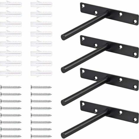 Bardusch-4pcs support d'étagère flottante acier massif caché étagère aveugle caché avec des vis marques d'étagère invisibles en acier métal pour les étagères en bois dissimulées murales HOME DIY (1/5)
