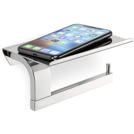 Bardusch-160S1 Porte-Papier Toilette Chrome avec Étagère – Monté au Mur, Acier Inoxydable 304 Poli, Durable & Élégant Porte-Papier Hygénique – Chrome (1/4)