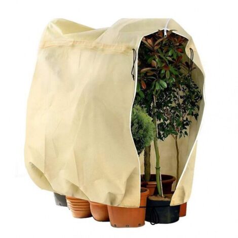 Bardusch-Housse d'Hivernage Plante, Voile Hivernage, Protection Hivernale pour Plantes, Sac Hivernage Plante, avec Cordon et Fermeture Éclair, Contre Le Froid et Le Gel, Crème, 200x240cm (1/4)