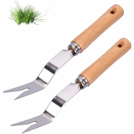 Bardusch-Désherbeur Manuel 2PCS Désherbeur À Main en Acier Inoxydable Utilisé Pour Le Désherbage Rapide des Sols et des Jardins V-Shape Manuelle Désherbage Racine Fourche Désherbeur à Main de Jardin, (1/5)