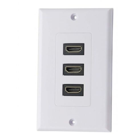 Bardusch-3 Port HDMI 2.0 Plaque murale Composant HDMI Composant Composite Audio Prise de montage murale, Support 4K 60Hz 1080P Parfait pour projecteur et cinéma maison blanc (3 HDMI) (1/5)