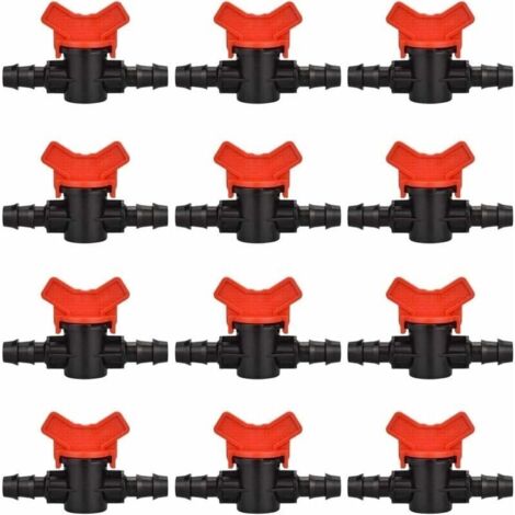 Bardusch-12 PCS Robinet de Jardin pour Tuyau, Tuyau Vanne d'irrigation 16  16mm Robinet d'arrêt raccord en Plastique pour Le contrôle extérieur de la vanne d'eau de Jardin (Noir + Rouge) (1/5)