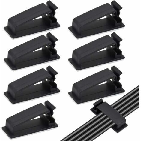 Bardusch-50PCS Noir Clips Câbles Adhésifs, Rangement de Câbles, Gestion de Câble pour Organiseur de Fils Electriques pour câbles Ethernet TV, Chargeur, Voiture, PC, Bureau, Maison, Cordon Électrique (1/5)