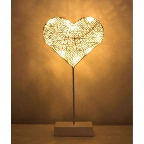 Bardusch-Veilleuse pour enfants, Lampe de Bureau LEDDécorative, Alimenté par Pile Lampe de Chevet LED en Forme de Cœur, Éclairage de Nuit Lumière Blanc Chaleureuse (1/5)