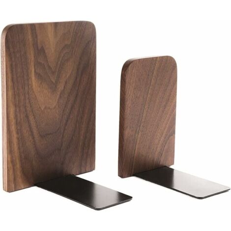 Bardusch-Serre Livre, cale Livre, Support de Serre Livres en Noyer Noir pour étagères, Support de Rangement pour Organisateur de Serre Livres antidérapant 17x13 cm pour la Maison, Le Bureau (1/5)