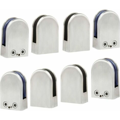 Bardusch-8 PCS (10 12mm) Pince à Verre Porte Verre En Acier Inoxydable 304 Support de Serrage Clamp Clip Plat Main Courante Fenêtre Balustrade Réglable Escalier Salle de Bains (1/5)