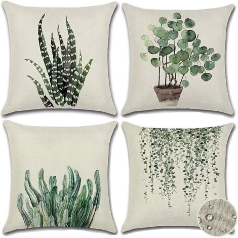Bardusch-Taies d'oreiller pour plantes d'extérieur, housse de coussin décorative imperméable, ensemble de 4 taies d'oreiller d'intérieur et d'extérieur vertes (18 x 18 pouces) (1/5)