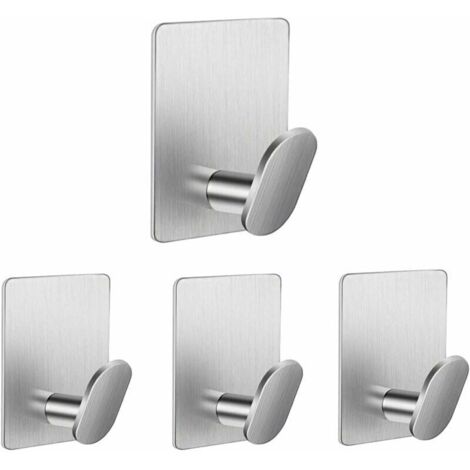 Bardusch-Crochet Adhesif Mural Auto Adhésifs Accroche Torchon Cuisine Acier Inoxydable Sans Perçage Patere Salle de Bain Muraux en Métal pour Suspendre Manteaux Peignoirs Serviettes Chapeaux Argent (1/5)