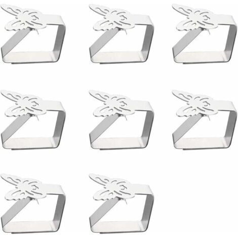 8 Support de Pince de Clip de Accroche Nappe en Acier Inoxydable Papillon Couverture de Table Clip Support de Nappe l'épaisseur de la Table ne Dépasse Pas 3 cm Utilisé pour Le Jardin Extérieur(6.25cm) (1/4)