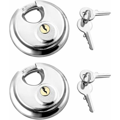 Bardusch-Lot de 2 Cadenas avec Manille en Acier Inoxydable Verrouillage du Disque 2 Clés , Cadenas Extérieur Cadenas Résistant aux Intempéries (1/4)