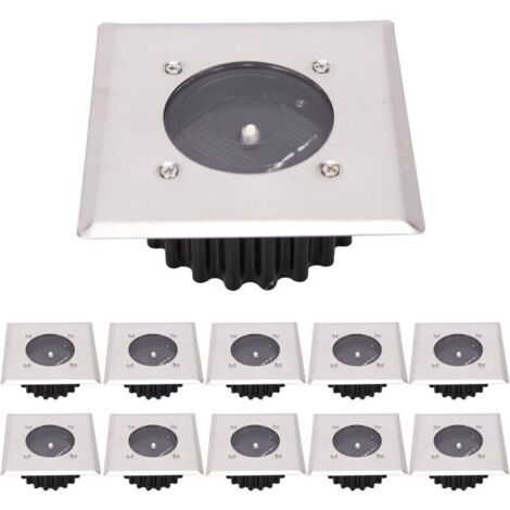 Bardusch-LED Lampe solaire au sol 10 Pack, lumière extérieure, Réverbère Lumières, Ensevelies Lumière, étanche IP65 (Blanc Froid)