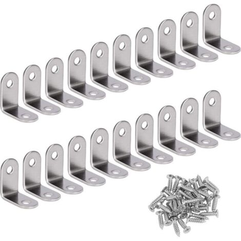 Bardusch-Angle Droit Support Inox 90 Degrés Support De Coin support d'angle en forme de L Fixation Équerre Livré Avec Vis Argent 20 Pièces 30 30 16mm (1/5)