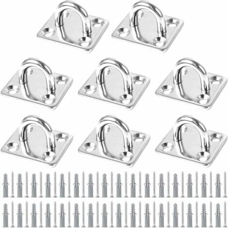 Bardusch-8 PCS Plaque Oeillet Acier Inoxydable, Plaque à Oeillet Fixation pour Voile d'Ombrage Plaque à Œillets en Acier Inoxydable pour Bateau Plafond Mural Balançoire Hamac Marine (1/5)