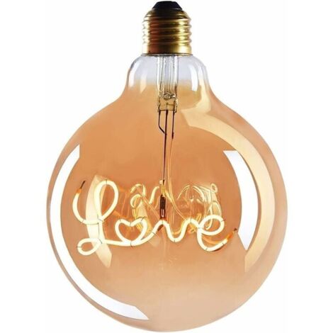 Bardusch-1x Ampoule LED E27 Edison Tube LOVE Douille E27 – Ampoule LED Gradable 4W, Blanc Chaud, 230V, EL27 – Ampoule E27 Vintage/Ampoule à Filament Rétro (1/5)