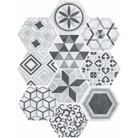 Bardusch-Carrelage Autocollants Hexagonal Style Industriel Anti Slip Auto Adhésif Amovible Sticker Mur (1/5)