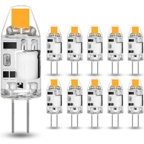 Bardusch-Lot de 10 ampoules LED G4 2 W   Remplace les ampoules halogènes 20 W   Blanc chaud 3000 K   200 lm   12 V AC/DC G4   Pas de scintillement   Intensité variable [Classe énergétique F] (1/5)