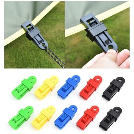 Bardusch-Clip de Tente Multifonctionnel Pinces de Tente en Plastique Clip de Bâche pour l'extérieur Camping Activités et Randonnée 12 Pièces (Multicolore) (1/5)