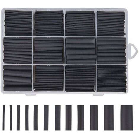 Bardusch-Gaine Thermoretractable Noire 625pcs Gaine Thermo Retractable Gaines Thermoretractables Un Assortiment de 8 Tailles 1 – 10 mm,GU.B/bon (1/5)
