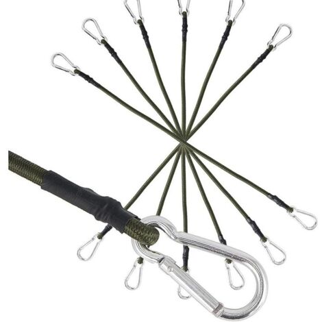 Bardusch-Lot de 6 Tendeurs en Caoutchouc avec Mousqueton, 60cm Longueur 8mm Épaisseur, Super Élastiques, avec Crochet en Métal pour Bagages Vélo Camping (1/5)