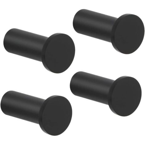 Bardusch-Lot de 4 crochets muraux ronds à visser, en acier inoxydable, robustes, pour salle de bain, chambre, cuisine, entrée, porte-serviettes, 16 x 35 mm,noir (1/5)
