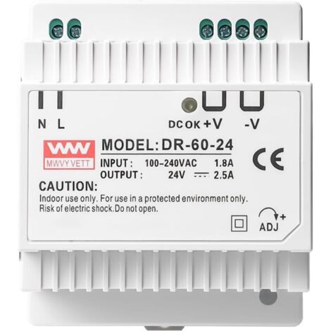 Bardusch-Bloc d'alimentation rail DIN 60 W : 24 V, 2,5 A, tension de sortie réglable, bloc d'alimentation à découpage, industriel, pour automatisation industrielle