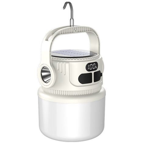Bardusch-Lanterne solaire LED pour le camping et les urgences, rechargeable solaire et USB, 6 niveaux de luminosité réglables, facile à transporter (1/5)