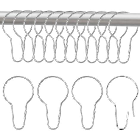 Bardusch-Lot de 30 anneaux de rideau de douche - 70 x 35 mm - Pour rideau de douche, salle de bain, salon, chambre à coucher, cuisine - Argenté (1/5)