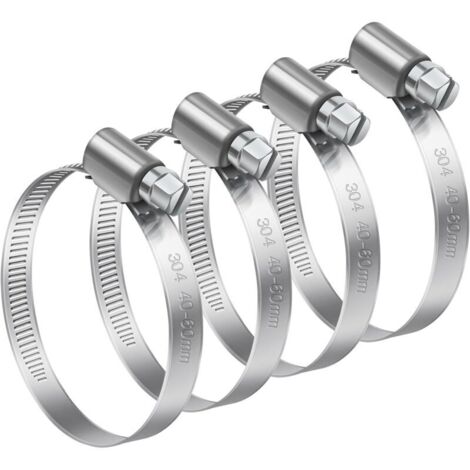 Bardusch-4 Pièces 40-60mm Collier de Serrage Réglable, Bolatus Collier de Serrage Inox 304 Collier Serrage Métallique pour la Plomberie, Piscine, l'Automobile et les Applications Mécaniques (1/5)