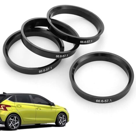 Bardusch-Lot de 4 anneaux de centrage 66,6 vers 57,1, 66,6 mm vers 57,1 mm, anneaux de centrage pour moyeux de roue, en plastique Audi, compatibles avec VW, réduction des vibrations, noir (1/5)