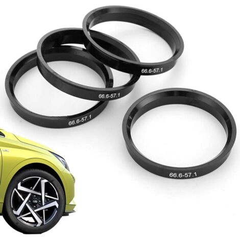 Bardusch-4 Pièces Bagues De Centrage 66,6 À 57,1,Moyeu Roue Auto Bague De Centrage,Bague De Centrage Jante En Plastique Noir,Moyeu De Roue,Réduction Des Vibrations,Compatible Avec Tous Les Modèles De (1/5)