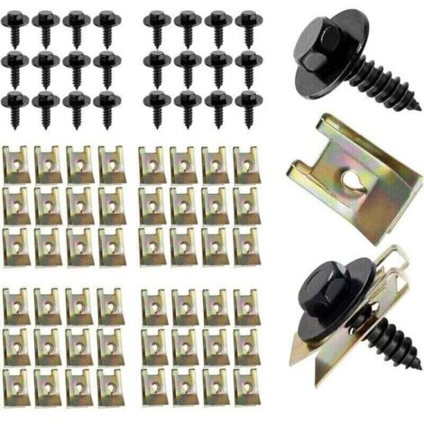 Bardusch-Kit de fixation de 100 pièces comprenant des clips et vis pour la protection du soubassement du moteur, des vis de carrosserie et des clips de carrosserie en plastique pour les ailes et les p (1/4)