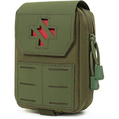 Bardusch-Pochette médicale tactique - Trousse de premiers secours et IFAK détachable Compatible Molle Nylon 1000D Verrouillage par anneau en D (Vert armée)