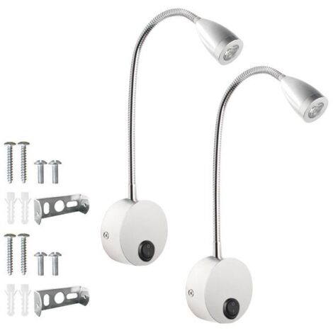 Bardusch-Lot de 2 lampes de chevet à LED, lampe de lecture à col de cygne, 3 W, lumière chaude 3 000 K (1/5)