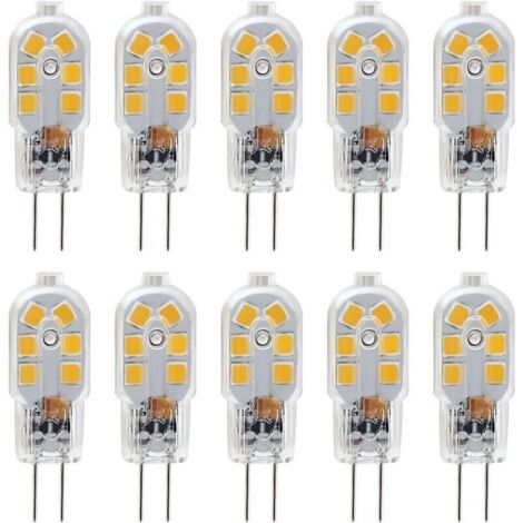 Bardusch-Ampoule LED G4 12 V, 1 W équivalent à une ampoule halogène de 10 W, sans scintillement, 200 lm, blanc chaud (3000 K), angle de diffusion de 360°, non dimmable, lot de 10 (1/4)