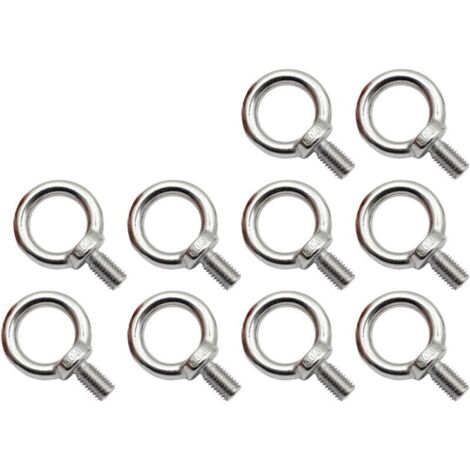 Bardusch-Lot de 10 boulons à œil M8 en acier inoxydable, boulons à œil antirouille, boulon à œil rond, boulon à œil, acier inoxydable 304, résistant à la corrosion. (1/4)